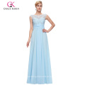 Grace Karin Sleeveless Barco Comprimento Chiffon Long Sky Blue Prom Vestido GK000093-1